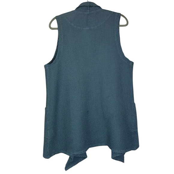 NWT Focus Casual Life sleeveless open front pockets textured cardigan Sz M - Picture 3 of 9